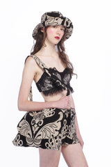 Black Lace Combo Ruffle Lace Bralette - Anna Sui Online
