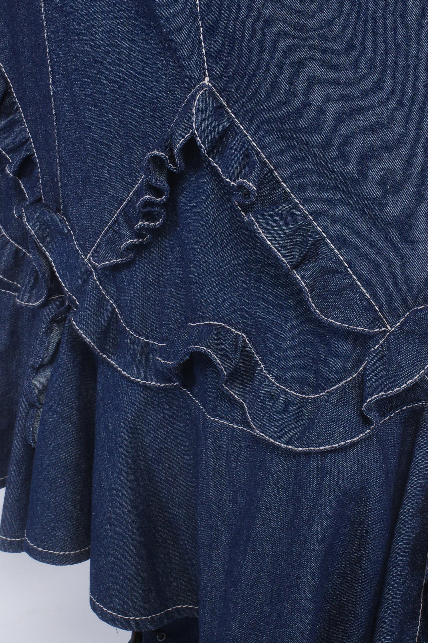 Denim Ruffle Maxi Skirt - Anna Sui Outlet