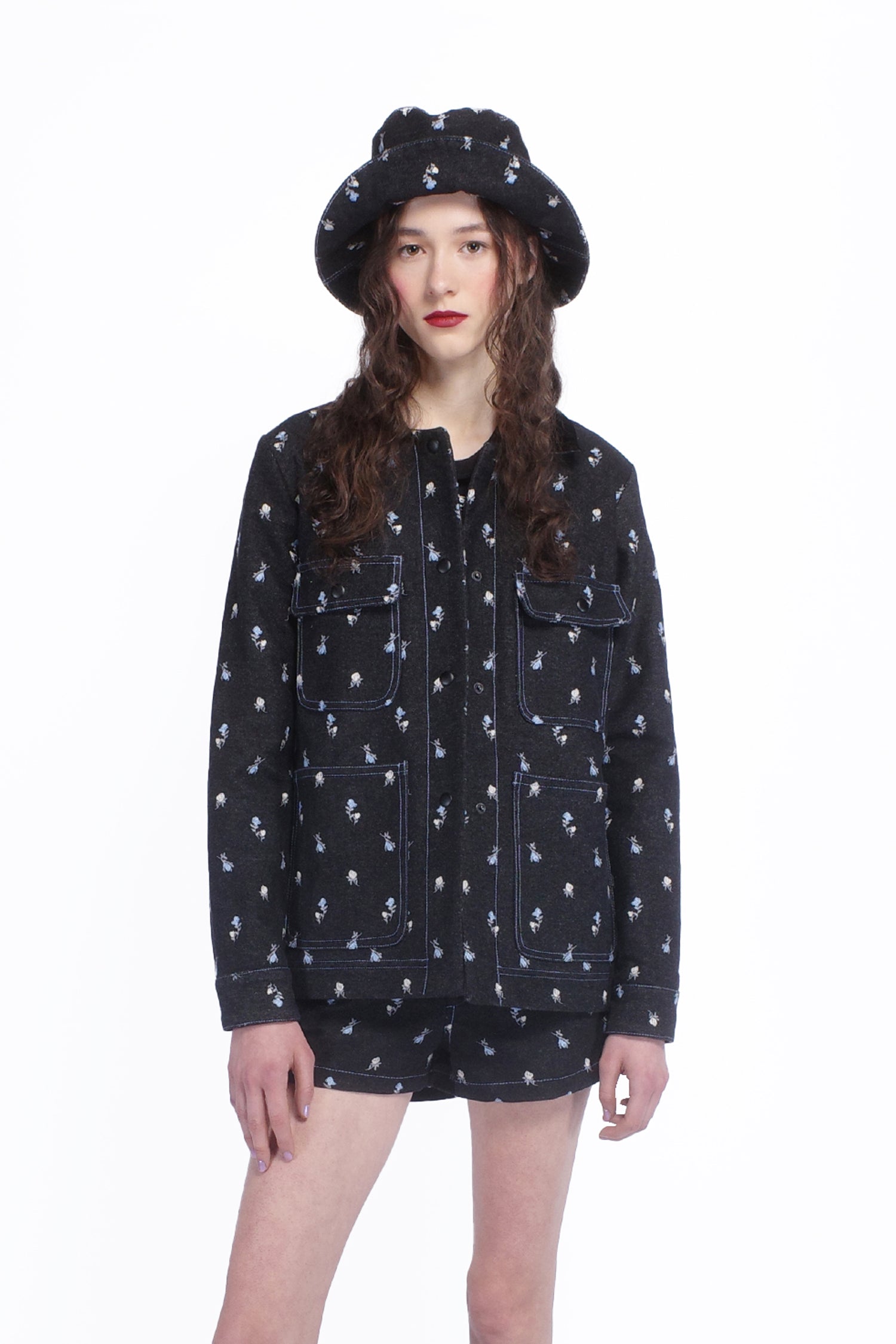 Denim Embroidered Roses Barn Jacket - Anna Sui Online