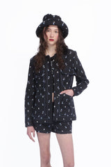 Denim Embroidered Roses Barn Jacket - Anna Sui Online