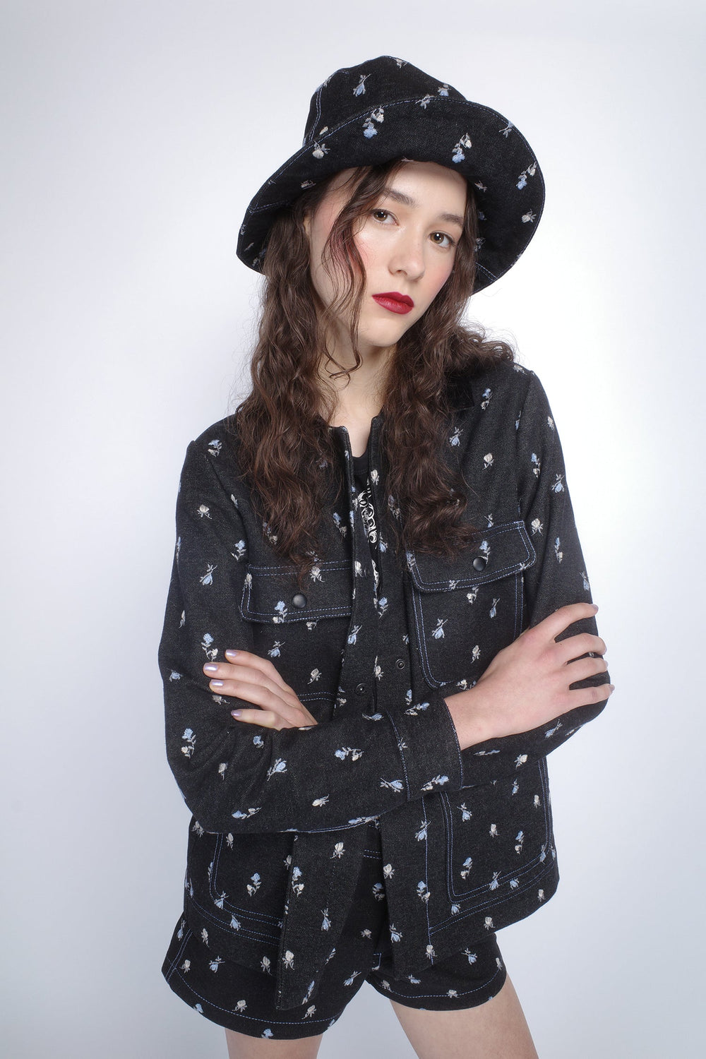 Denim Embroidered Roses Barn Jacket - Anna Sui Online