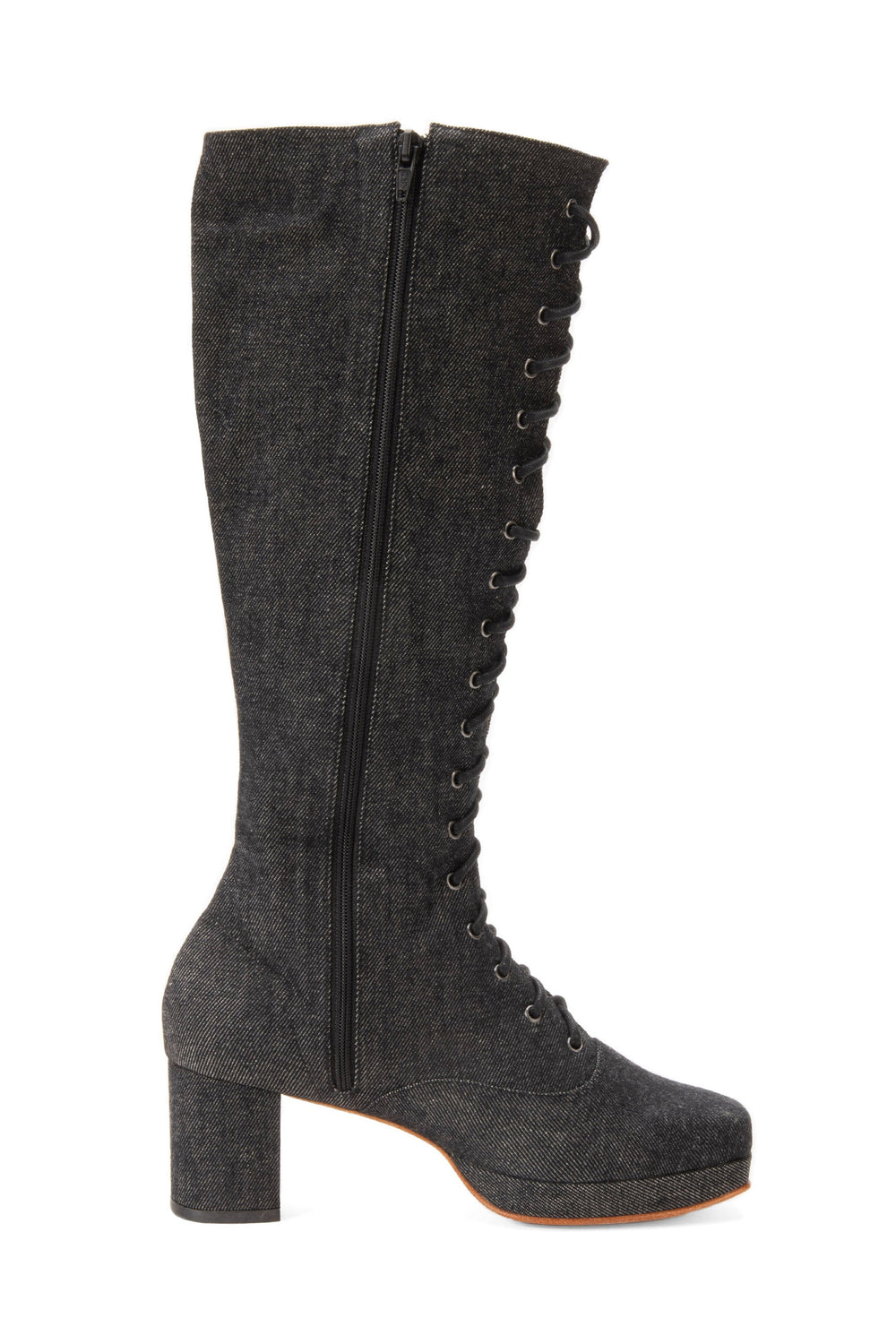 John Fluevog x Anna Sui Butterfly Boots - Black Denim - Anna Sui US