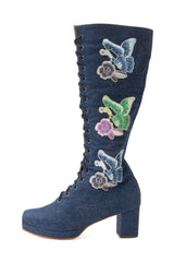 John Fluevog x Anna Sui Butterfly Boots - Denim Blue - Anna Sui Outlet