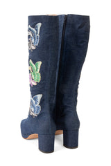 John Fluevog x Anna Sui Butterfly Boots - Denim Blue - Anna Sui Outlet