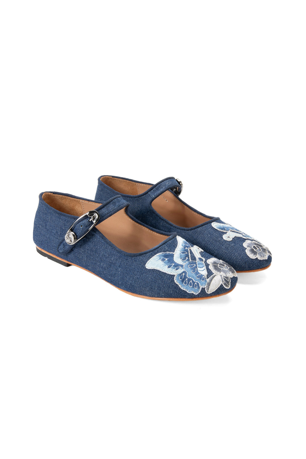 John Fluevog x Anna Sui Butterfly Mary Janes - Denim Blue - Anna Sui Outlet