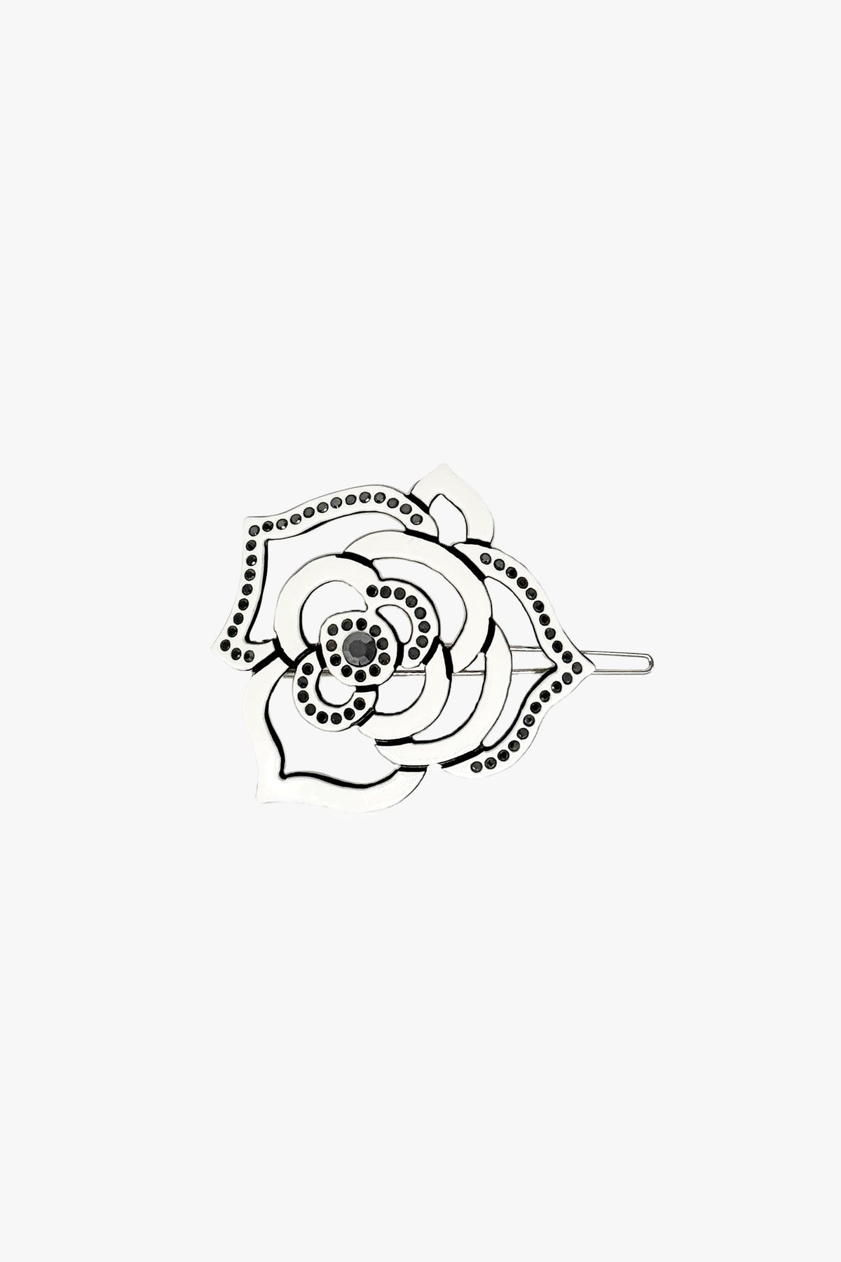 Cutout Crystal Embroidered Rose Side Barrette-White - Anna Sui Discount