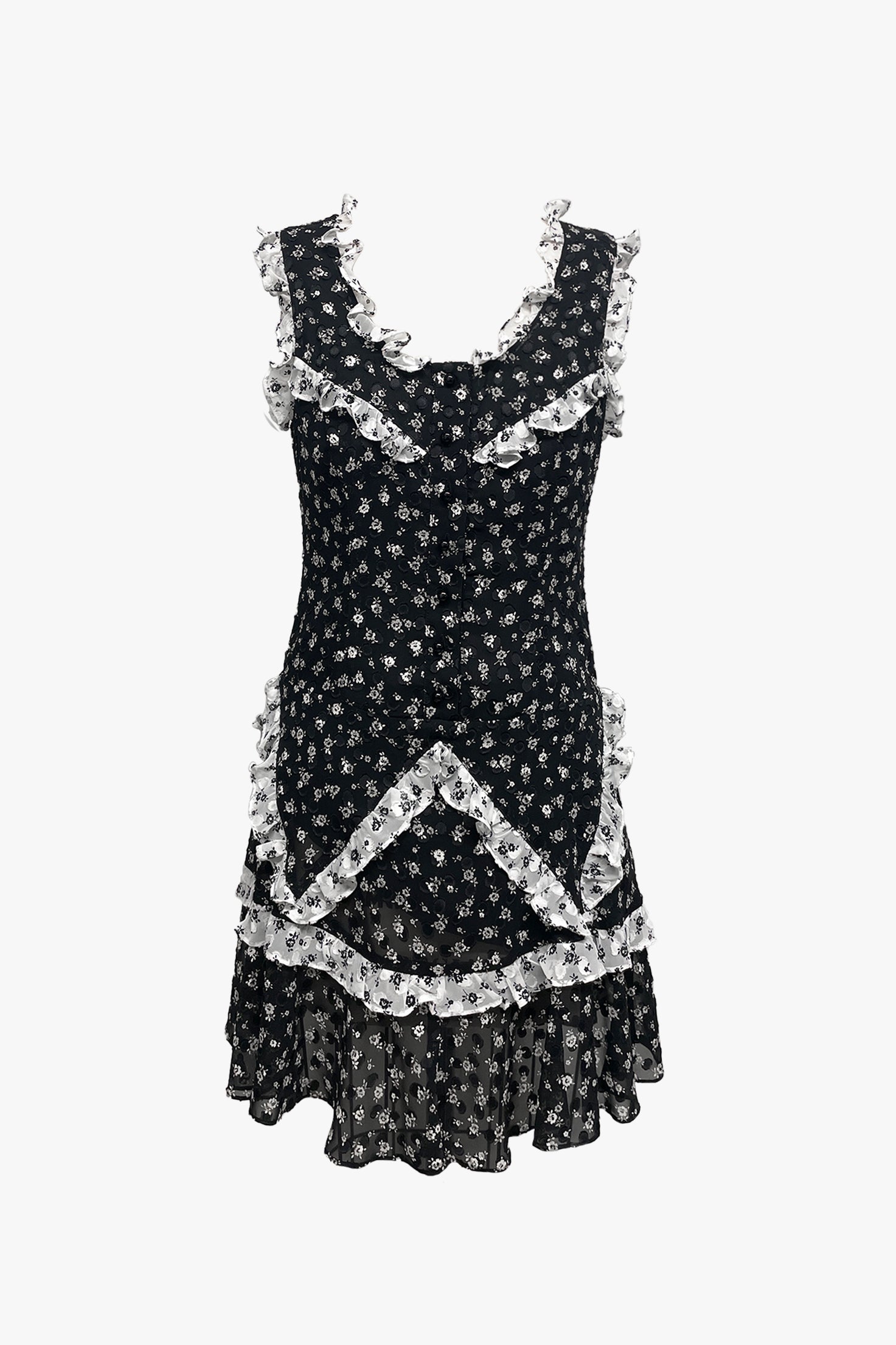 Ditsy Dot Chiffon Ruffle Dress - Anna Sui US
