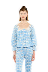 Lattice Lace Embroidery Tie Blouse - Anna Sui Sale
