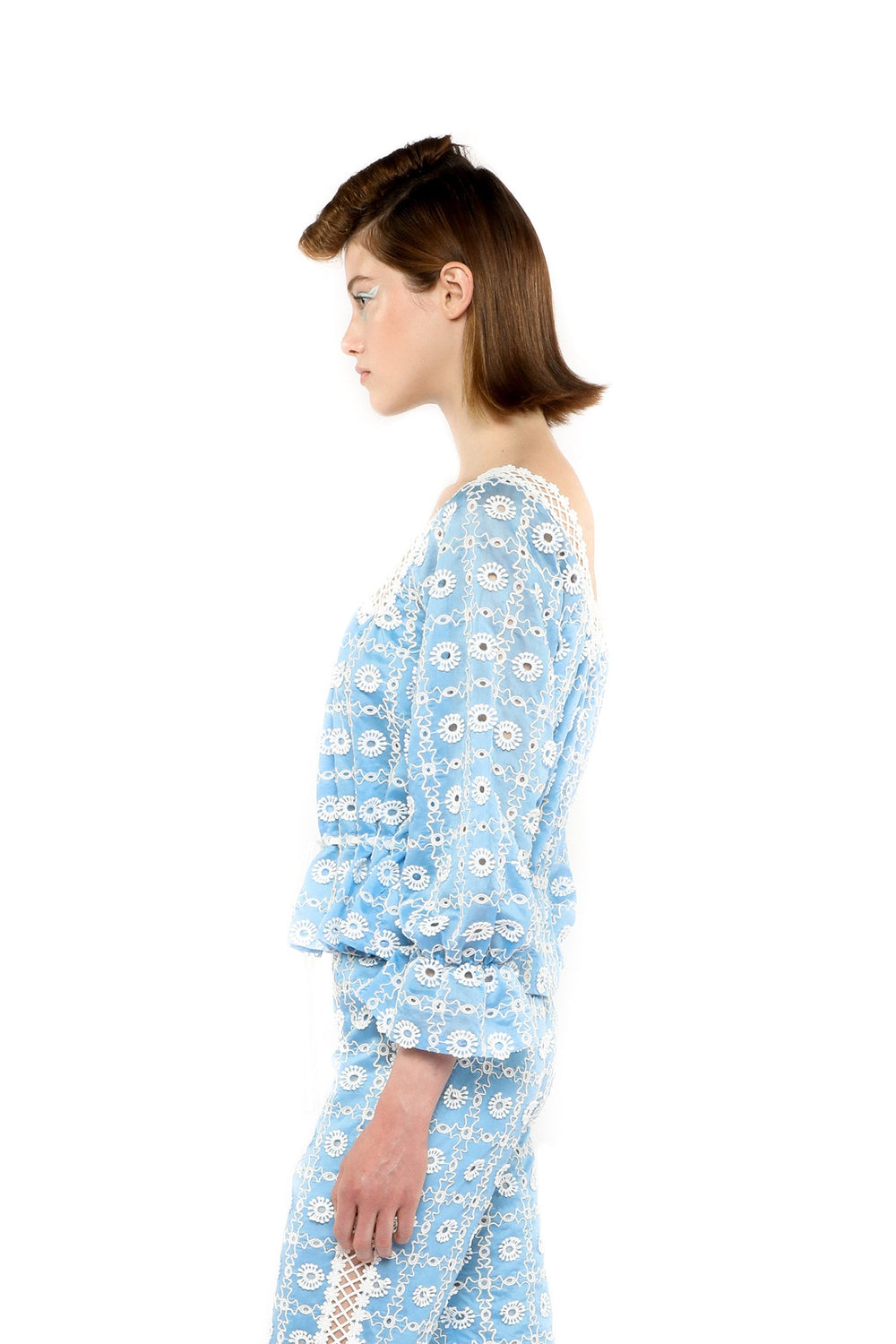 Lattice Lace Embroidery Tie Blouse - Anna Sui Sale
