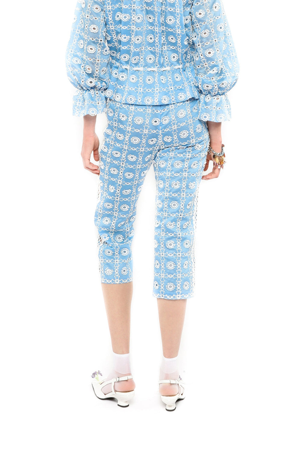 Lattice Lace Embroidery Capri Pants - Anna Sui US
