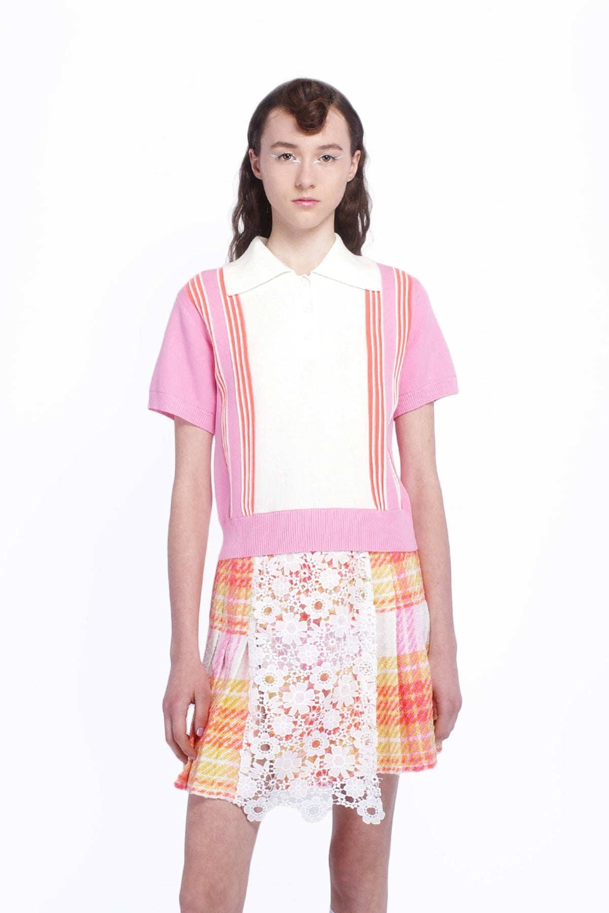 Amalfi Polo Knit Short Sleeve Top - Pink - Anna Sui Discount