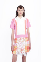 Amalfi Polo Knit Short Sleeve Top - Pink - Anna Sui Discount