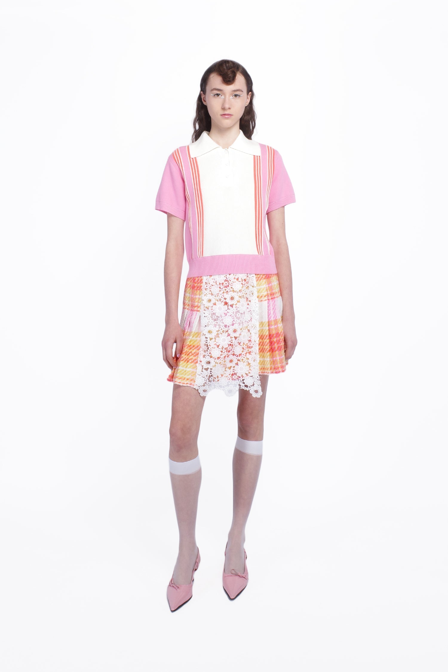 Amalfi Polo Knit Short Sleeve Top - Pink - Anna Sui Discount