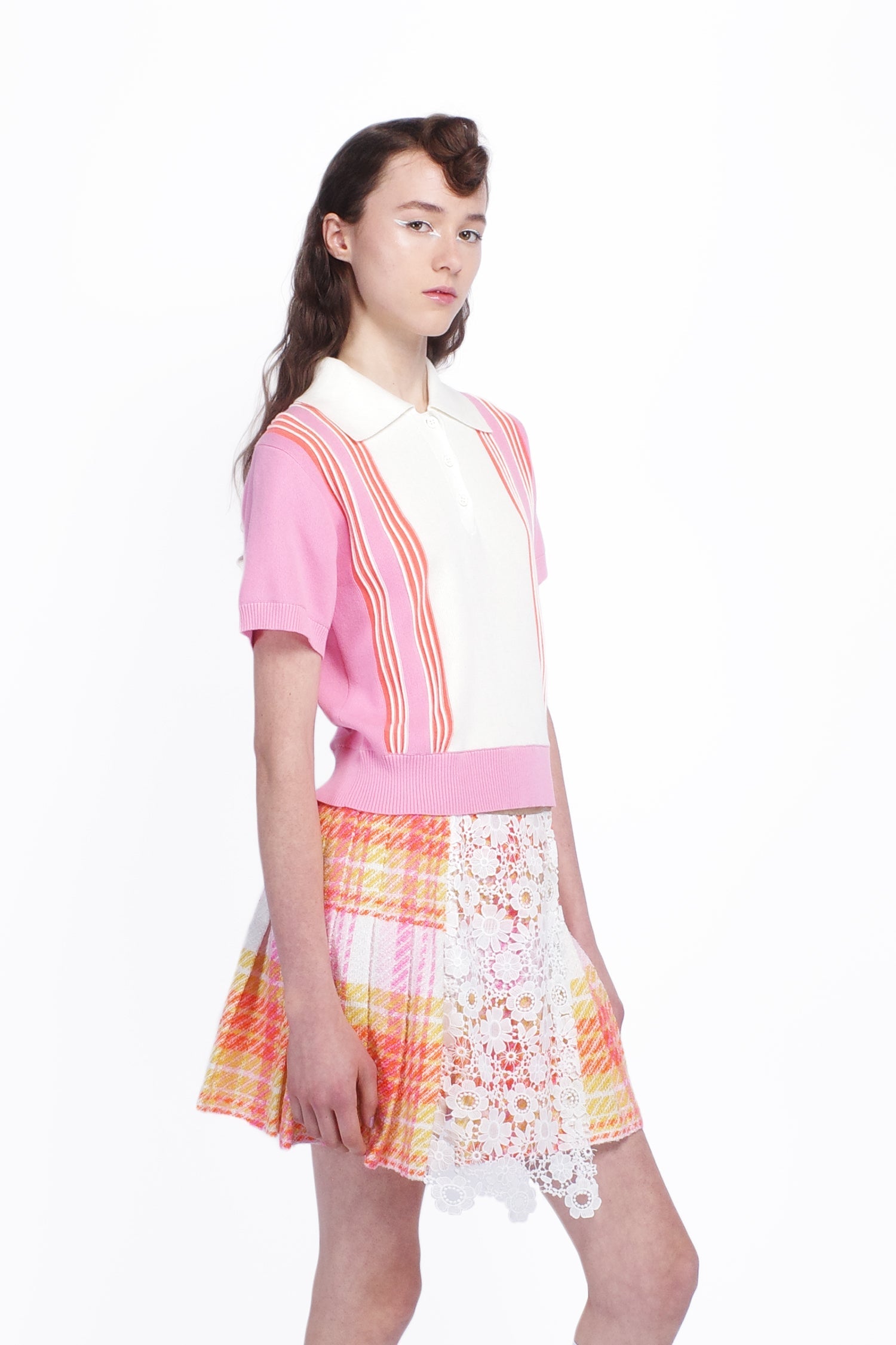 Amalfi Polo Knit Short Sleeve Top - Pink - Anna Sui Discount