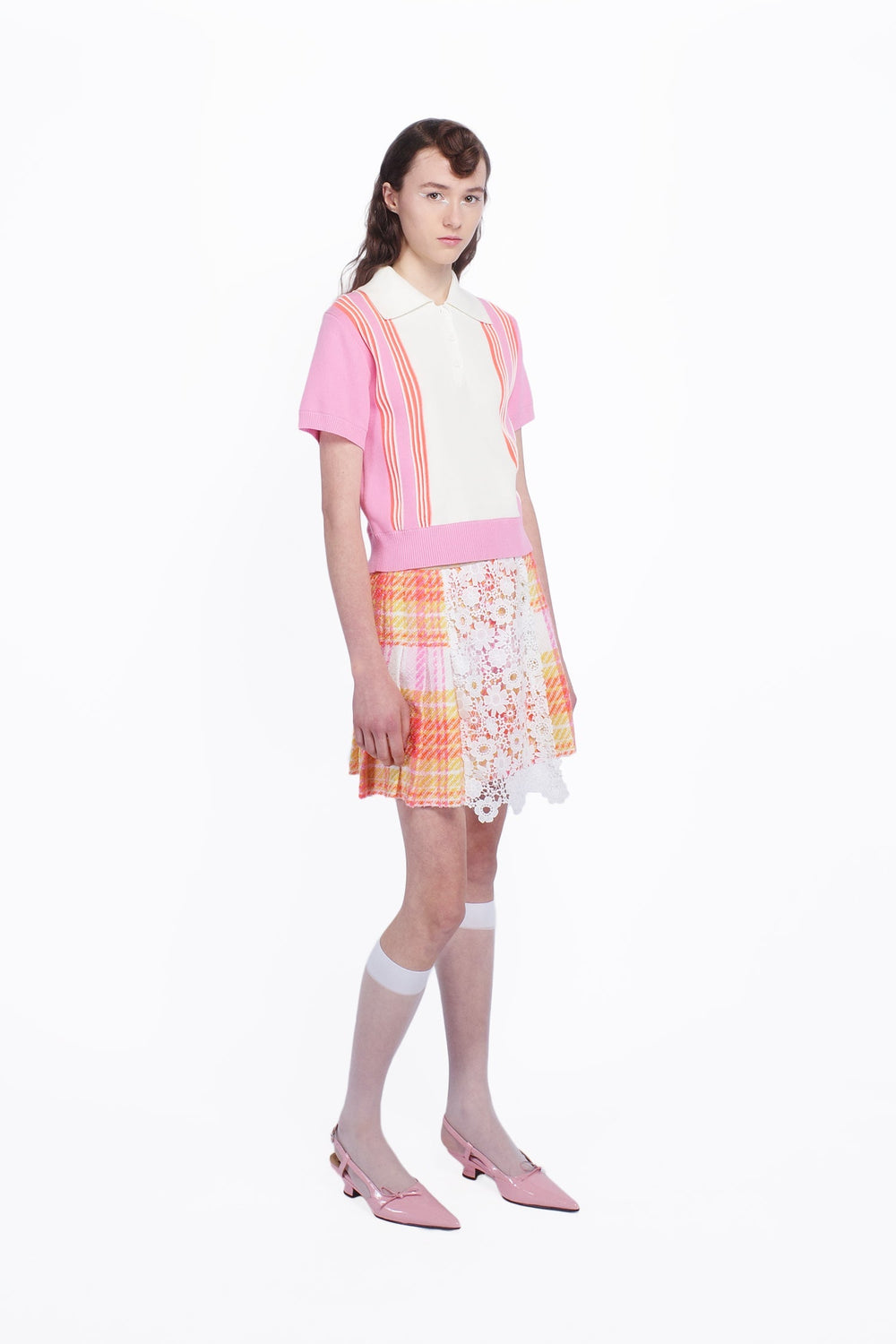 Amalfi Polo Knit Short Sleeve Top - Pink - Anna Sui Discount