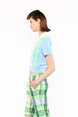 Amalfi Polo Knit Short Sleeve Top - Baby Blue - Anna Sui Sale