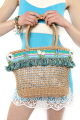 Raffia Tassel Bag - Baby Blue - Anna Sui Sale