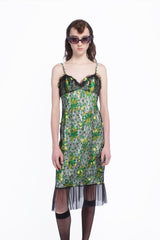 Rosebuds Lace Combo Slip Dress - Anna Sui US