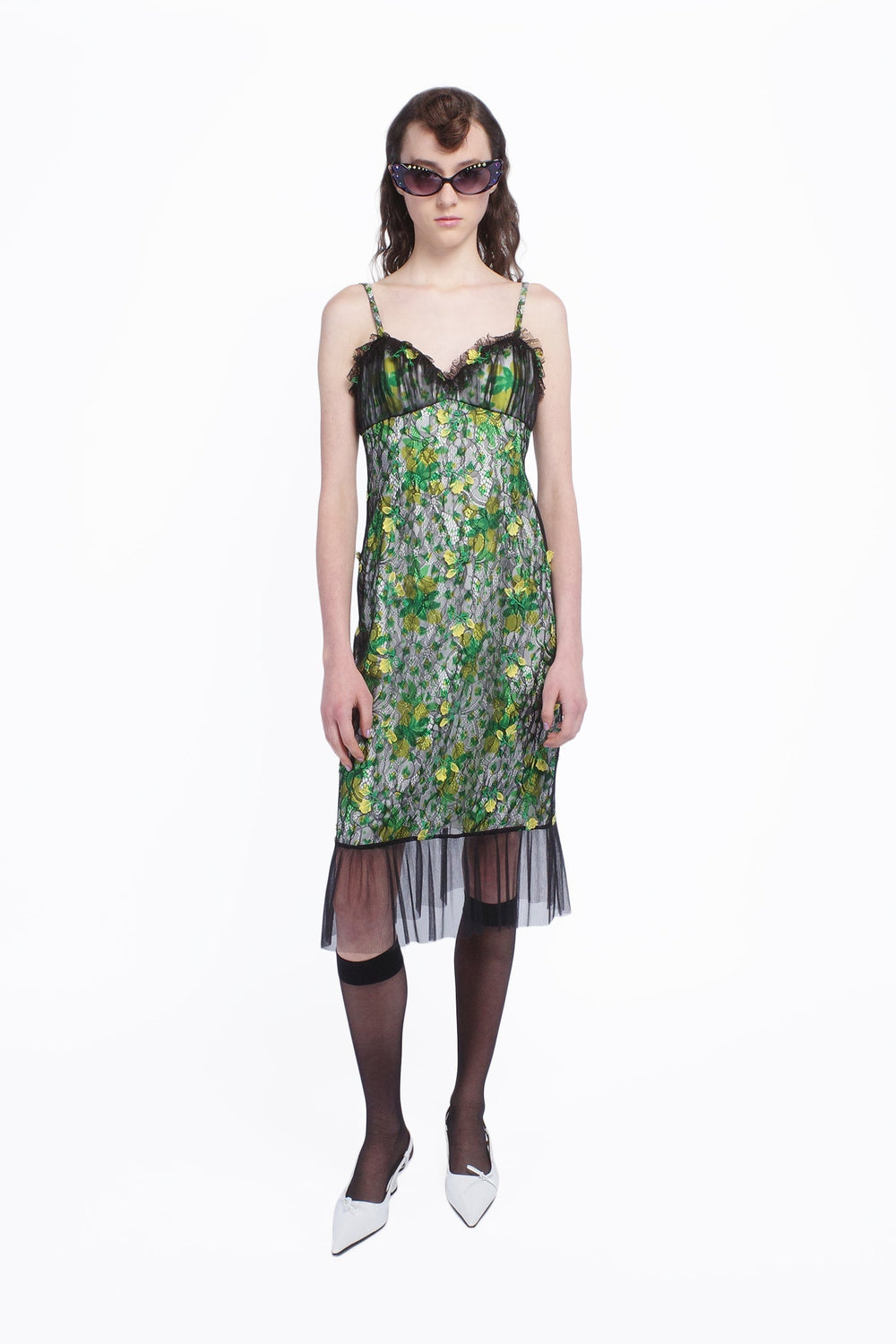 Rosebuds Lace Combo Slip Dress - Anna Sui US
