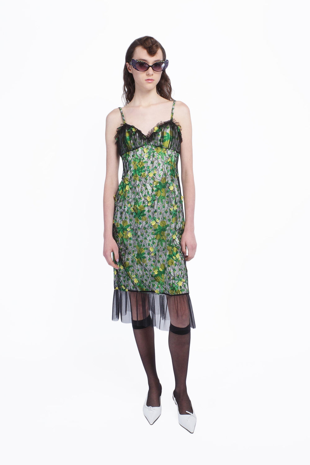 Rosebuds Lace Combo Slip Dress - Anna Sui US