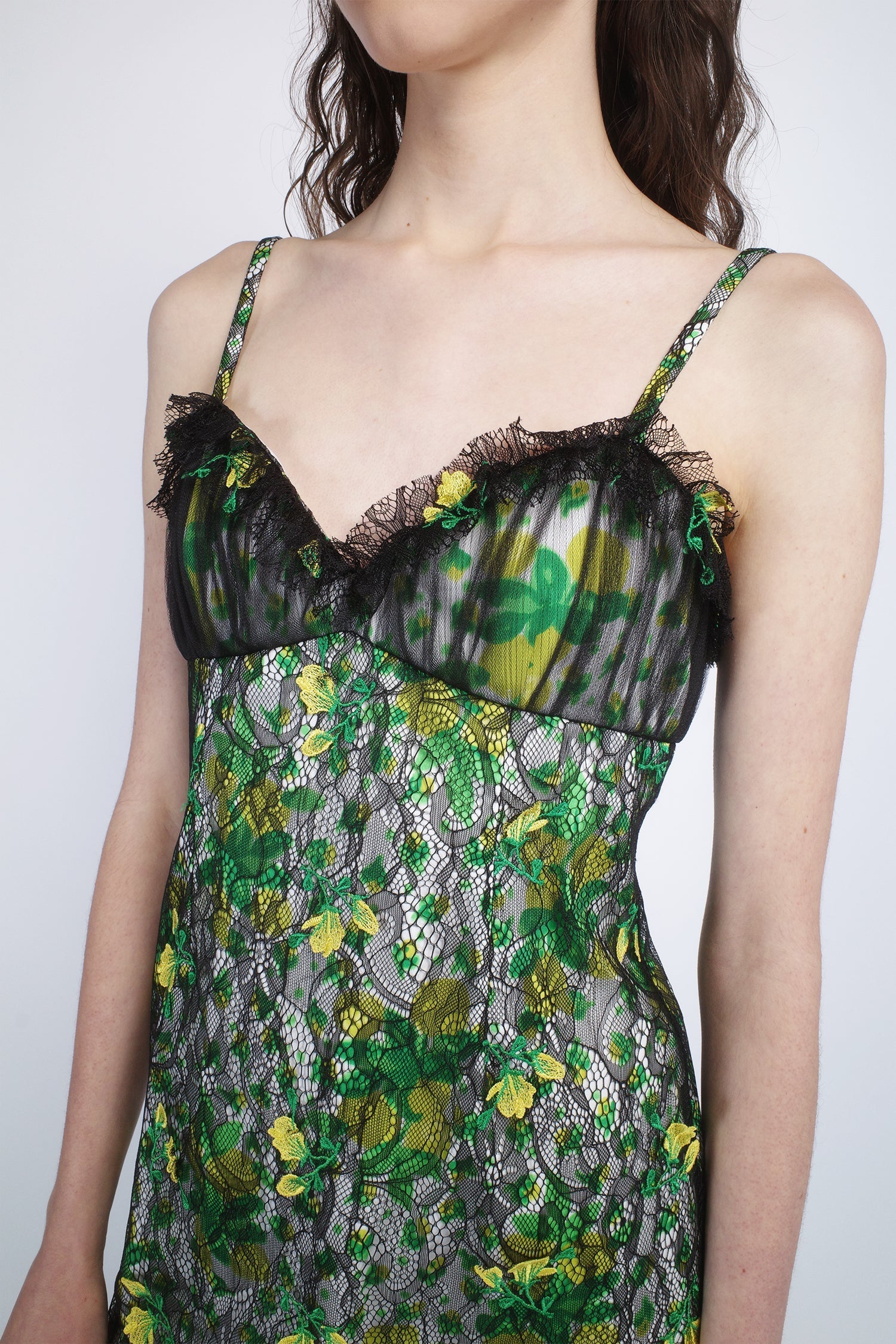 Rosebuds Lace Combo Slip Dress - Anna Sui US