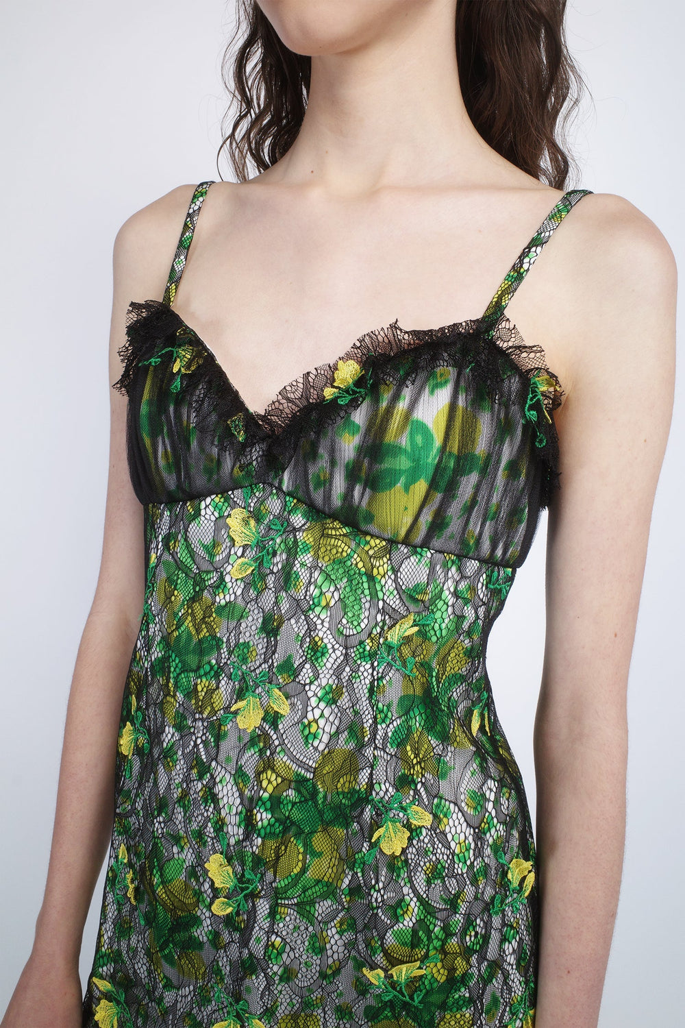 Rosebuds Lace Combo Slip Dress - Anna Sui US