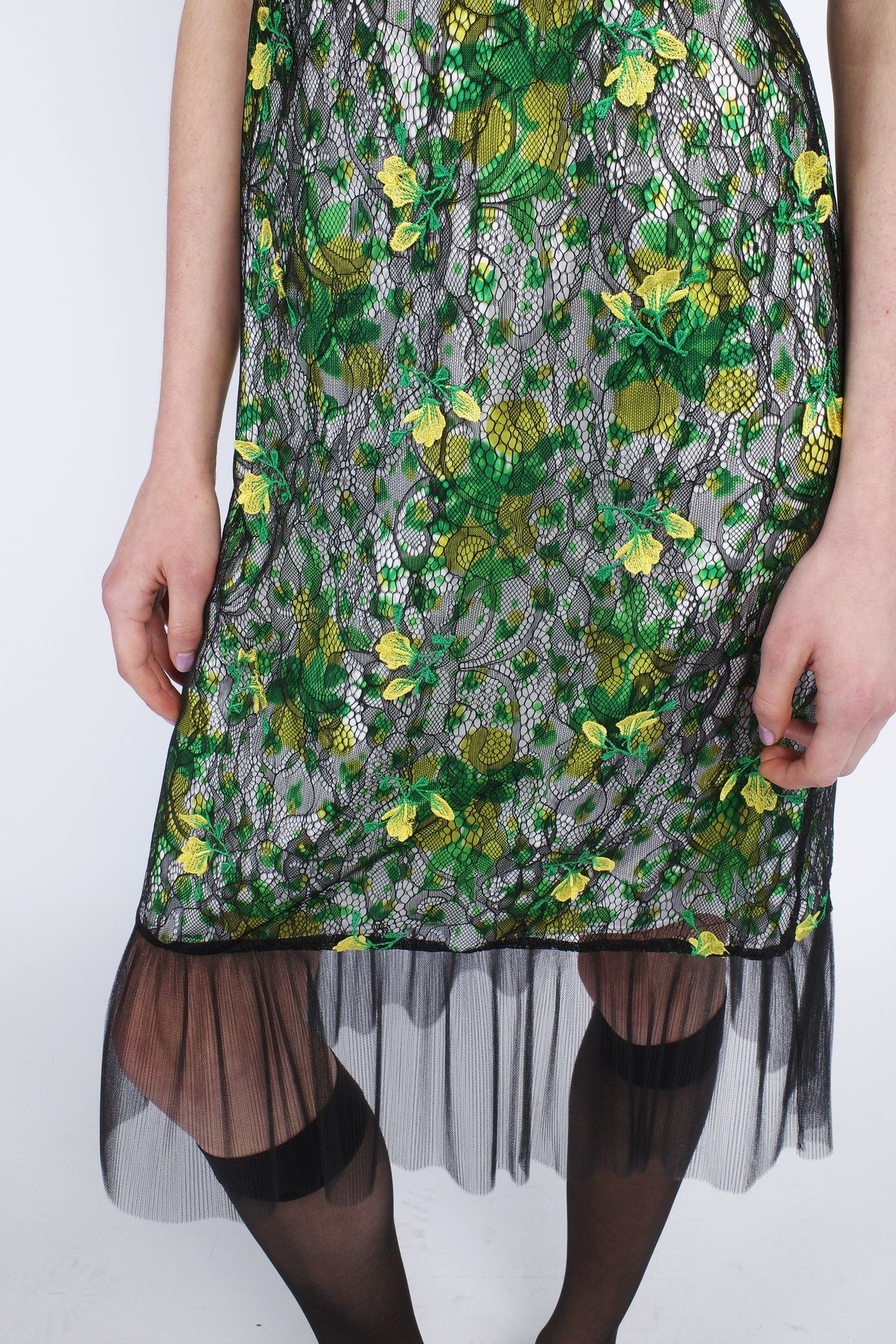 Rosebuds Lace Combo Slip Dress - Anna Sui US