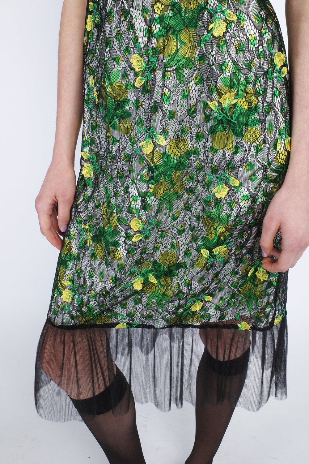 Rosebuds Lace Combo Slip Dress - Anna Sui US