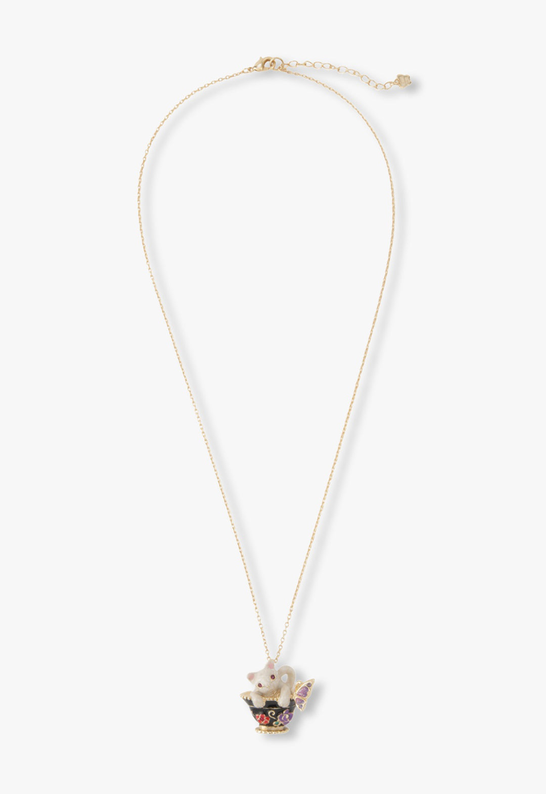 Jeweled Cat & Butterfly Chalice Necklace - Anna Sui Sale