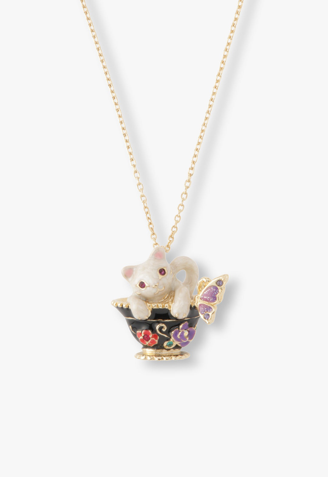 Jeweled Cat & Butterfly Chalice Necklace - Anna Sui Sale