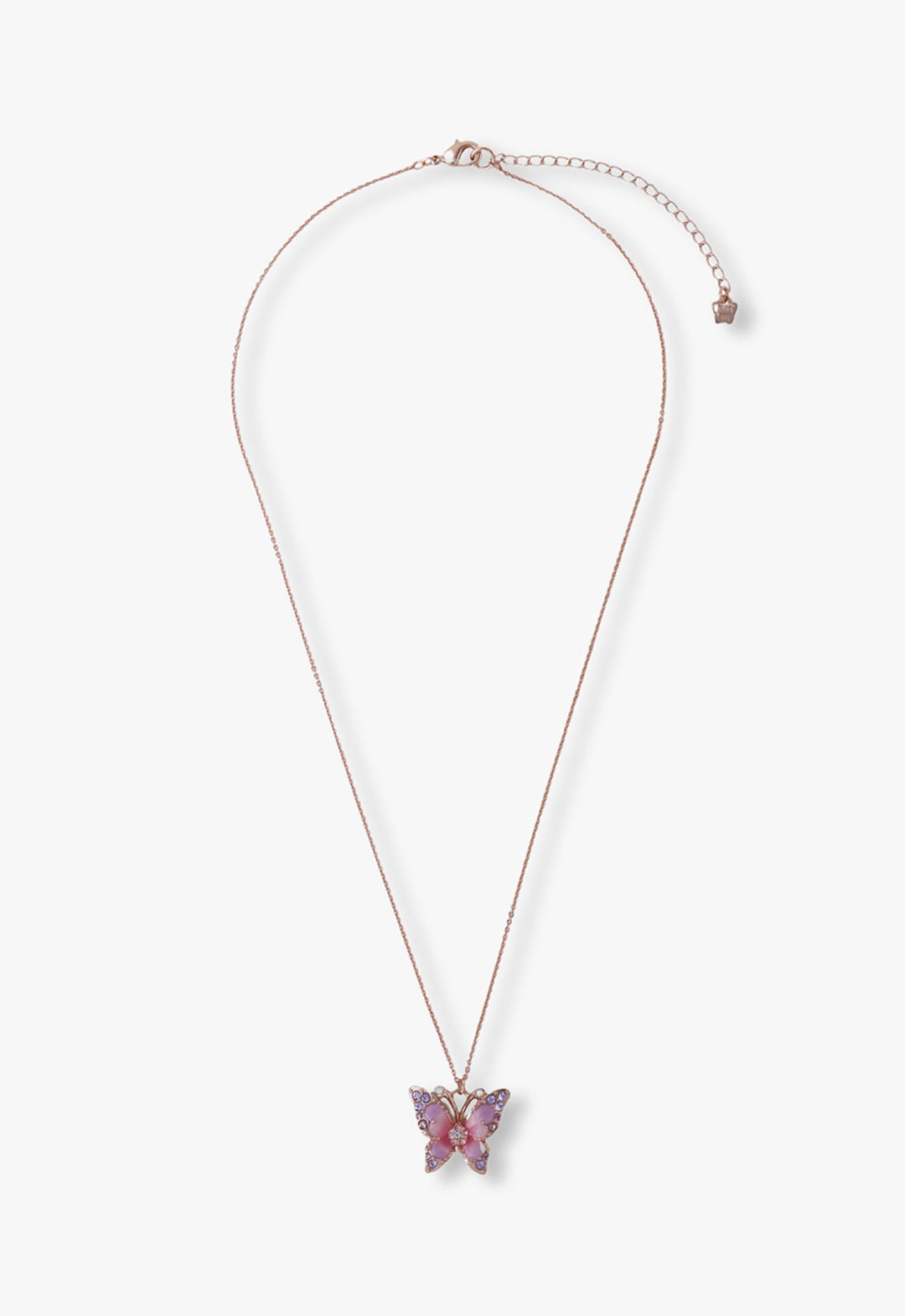 Pink & Lavender Butterfly Glow Necklace - Rose Gold - Anna Sui Online