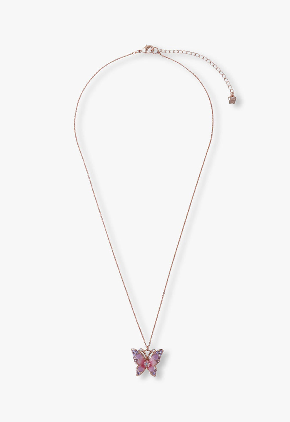 Pink & Lavender Butterfly Glow Necklace - Rose Gold - Anna Sui Online