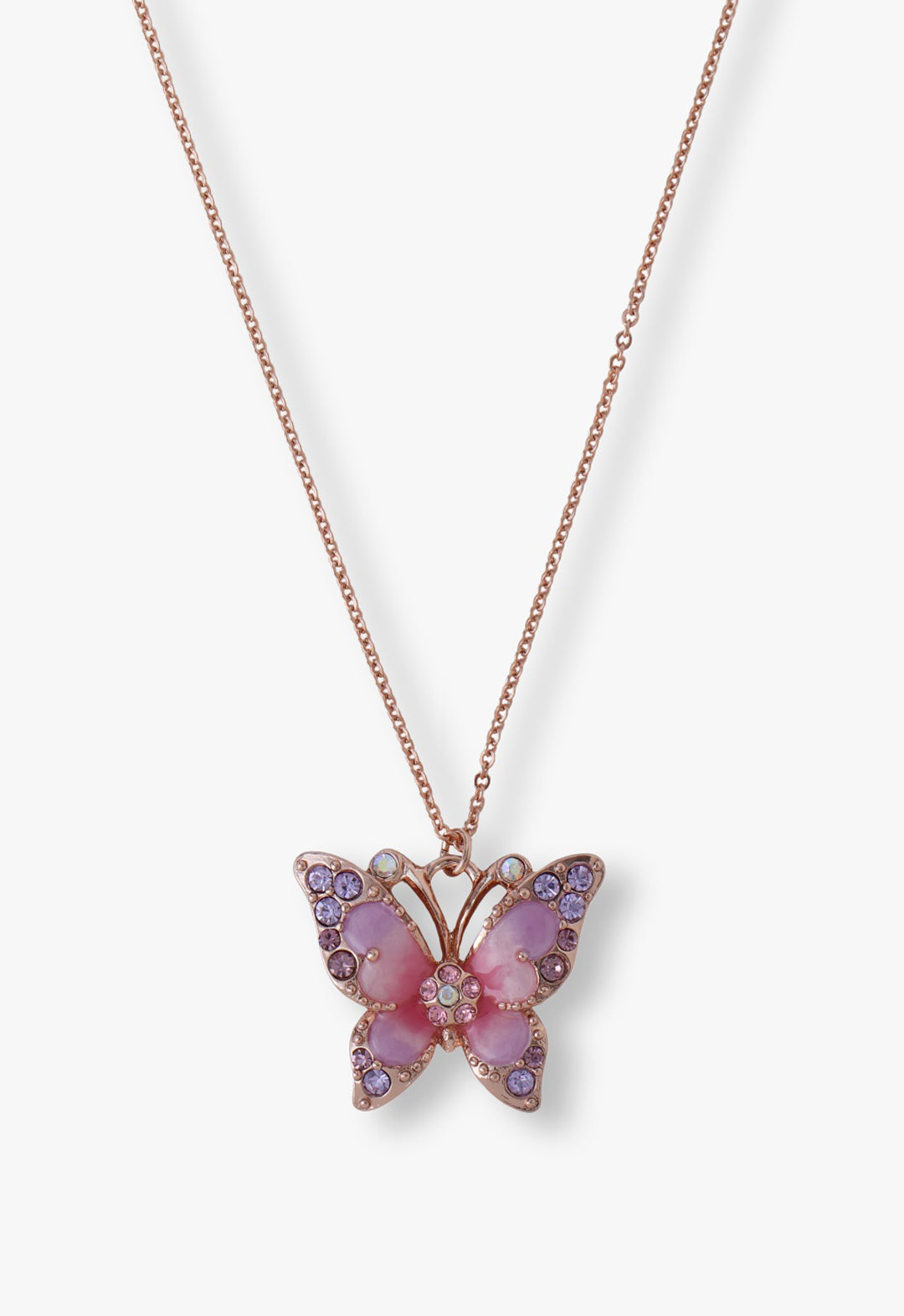 Pink & Lavender Butterfly Glow Necklace - Rose Gold - Anna Sui Online