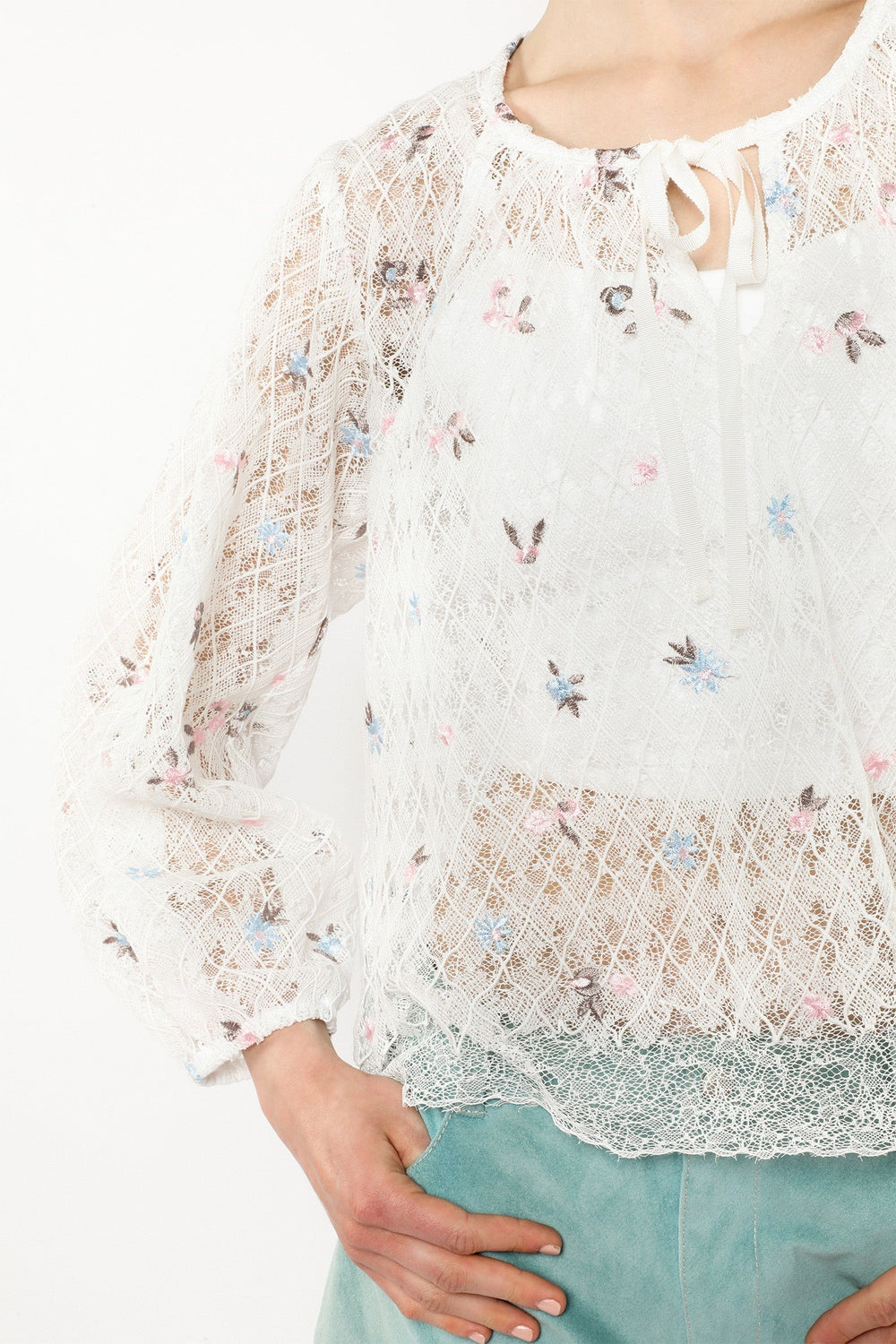 Embroidered Lacey Trellis Blouse - Anna Sui Outlet