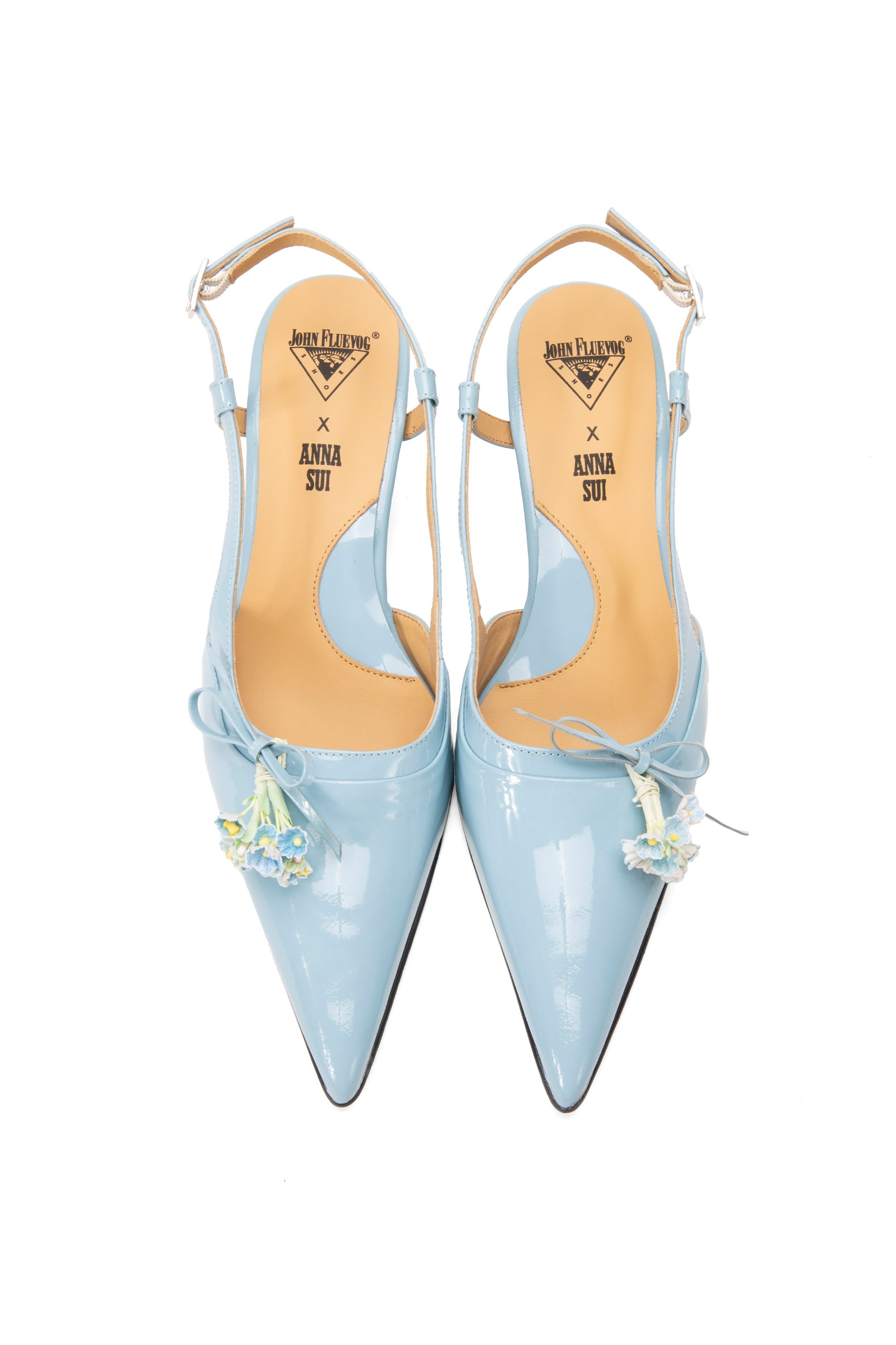 John Fluevog x Anna Sui Slingback Heels - Blue - Anna Sui Online