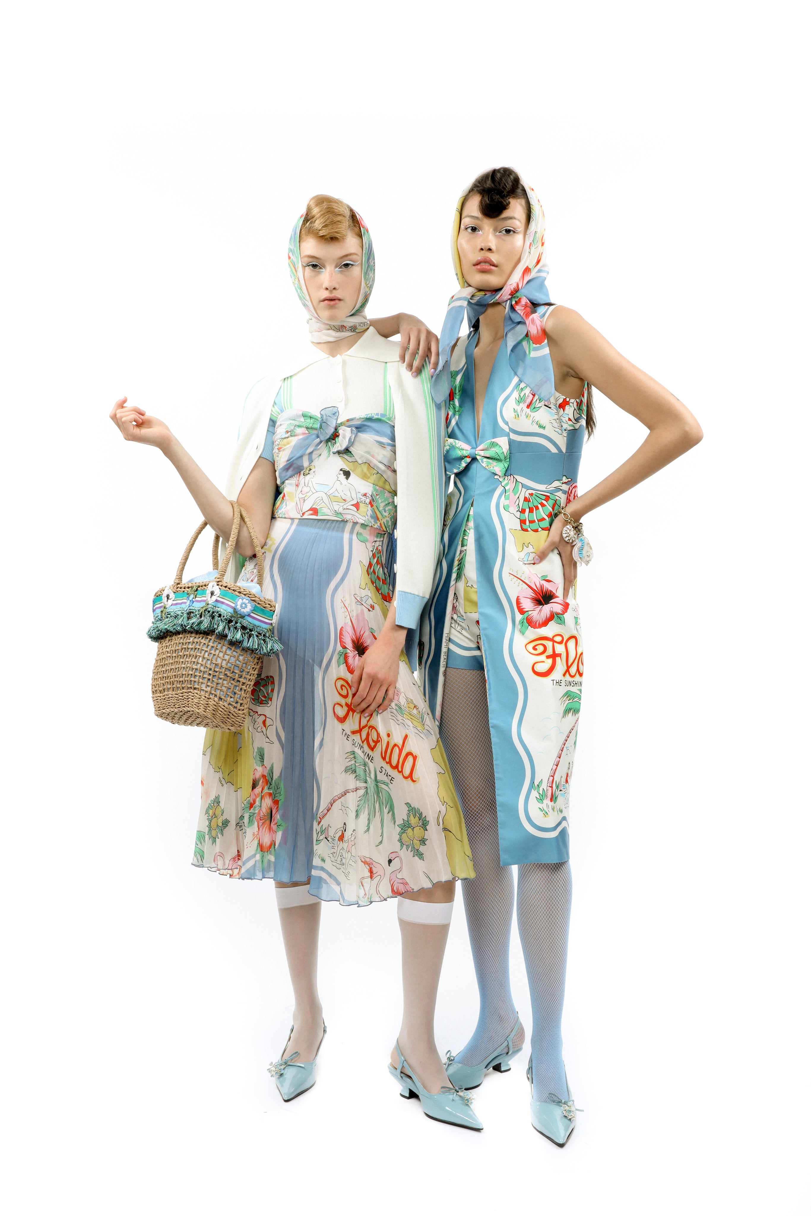 John Fluevog x Anna Sui Slingback Heels - Blue - Anna Sui Online