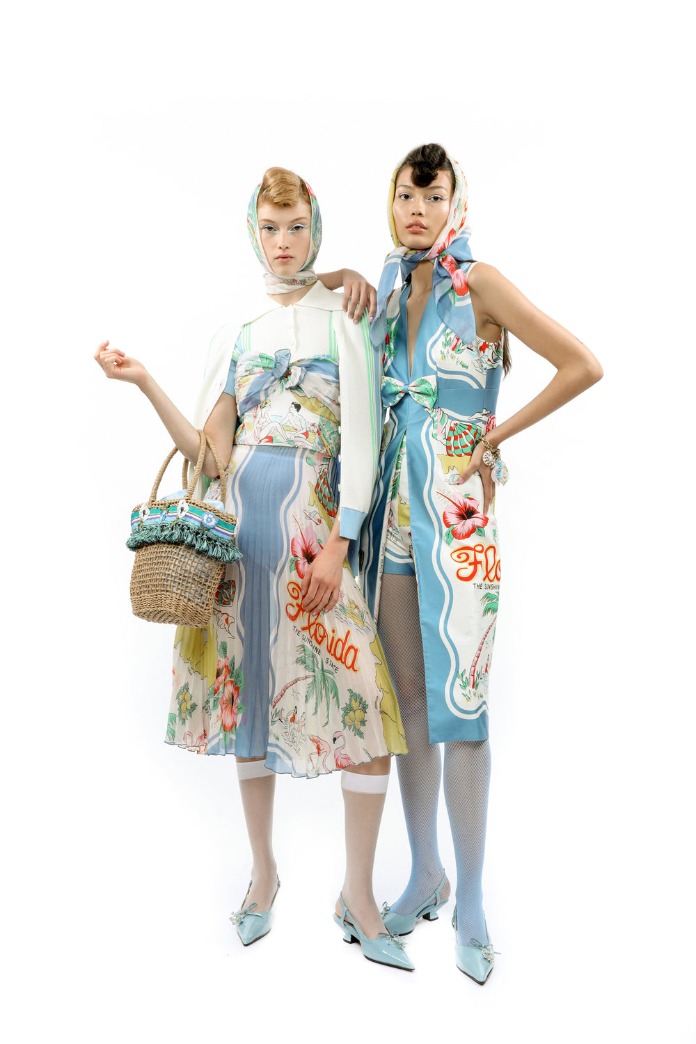 John Fluevog x Anna Sui Slingback Heels - Blue - Anna Sui Online