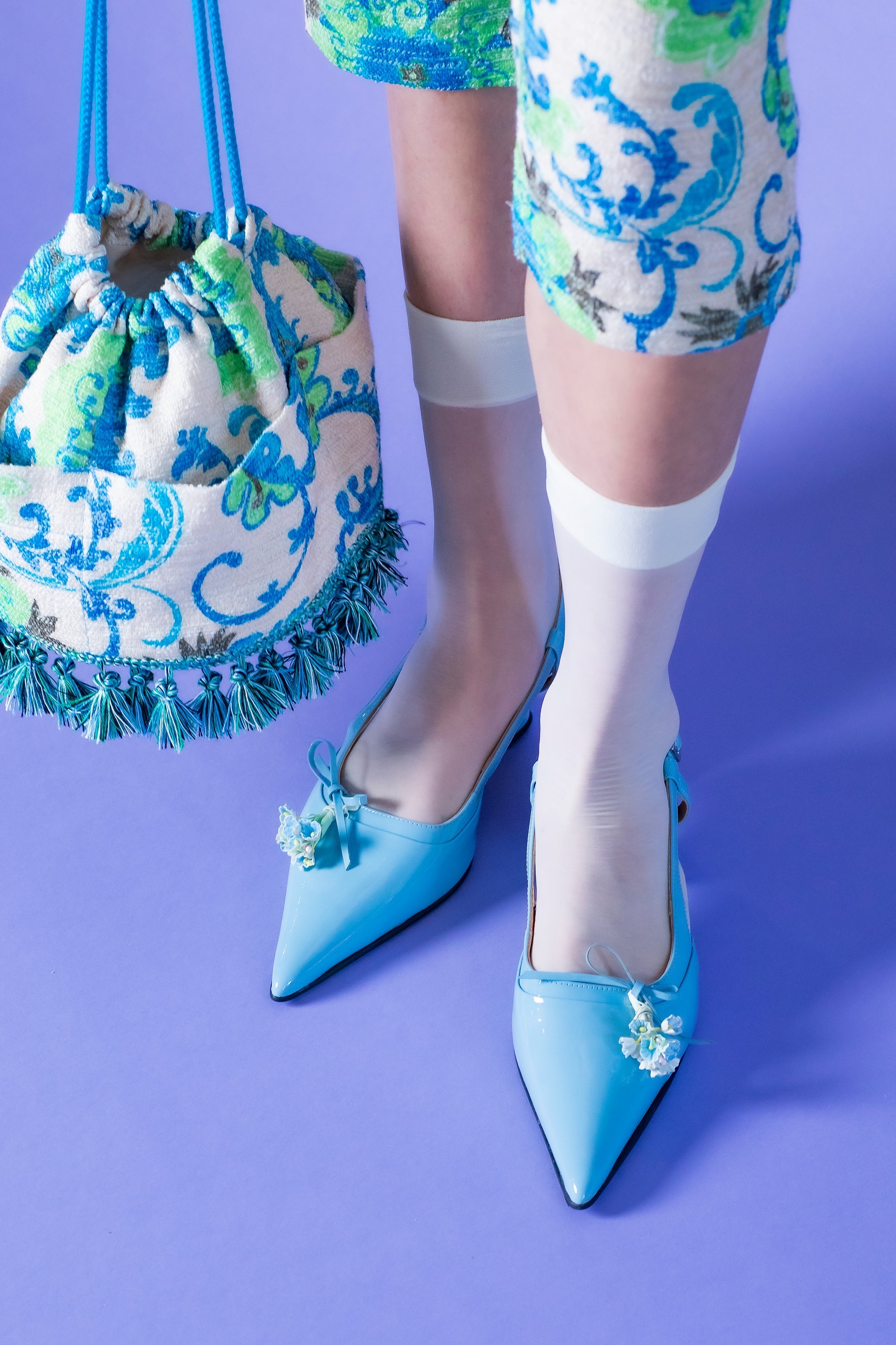 John Fluevog x Anna Sui Slingback Heels - Blue - Anna Sui Online