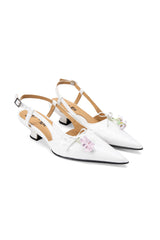 John Fluevog x Anna Sui Slingback Heels - White - Anna Sui US