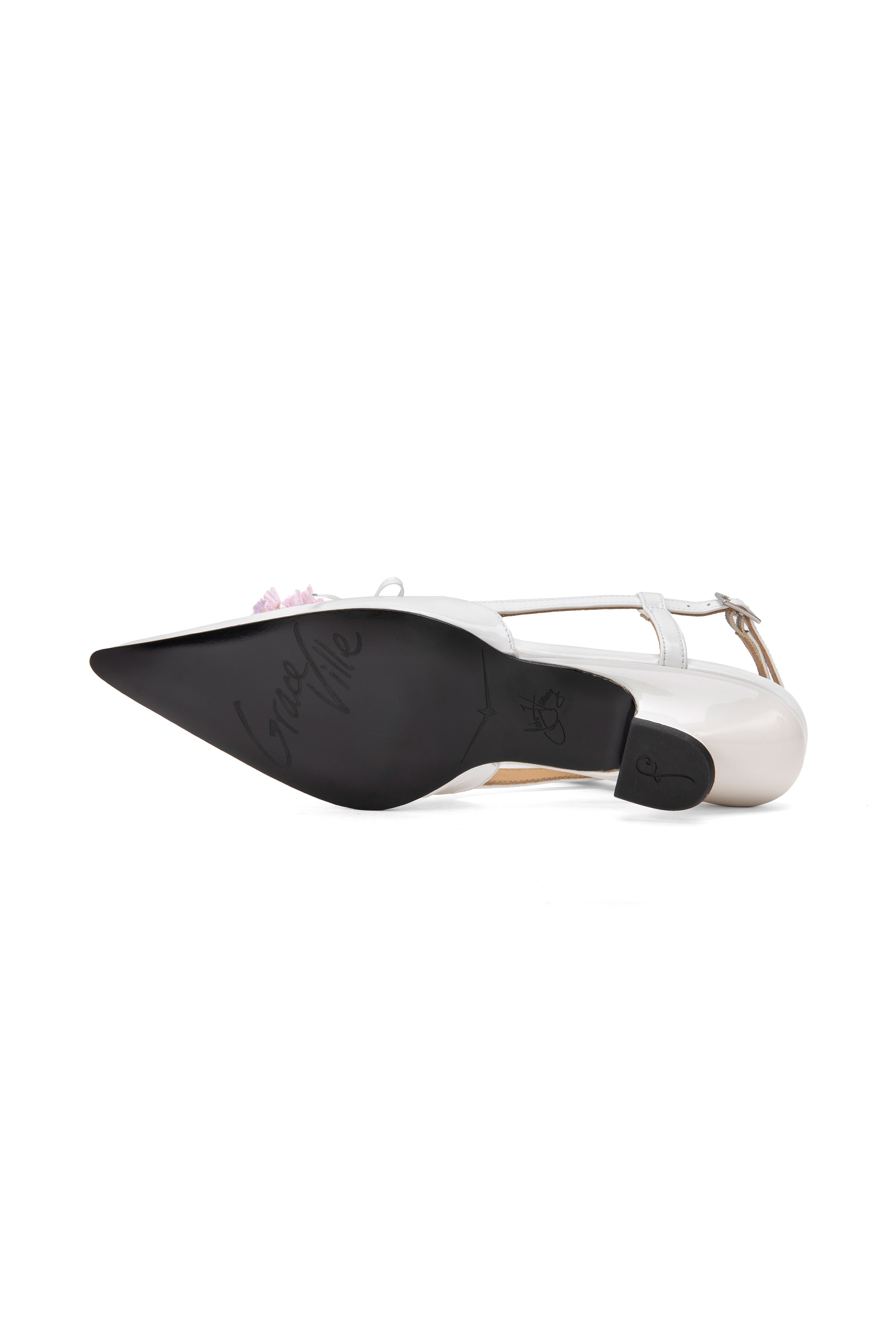 John Fluevog x Anna Sui Slingback Heels - White - Anna Sui US