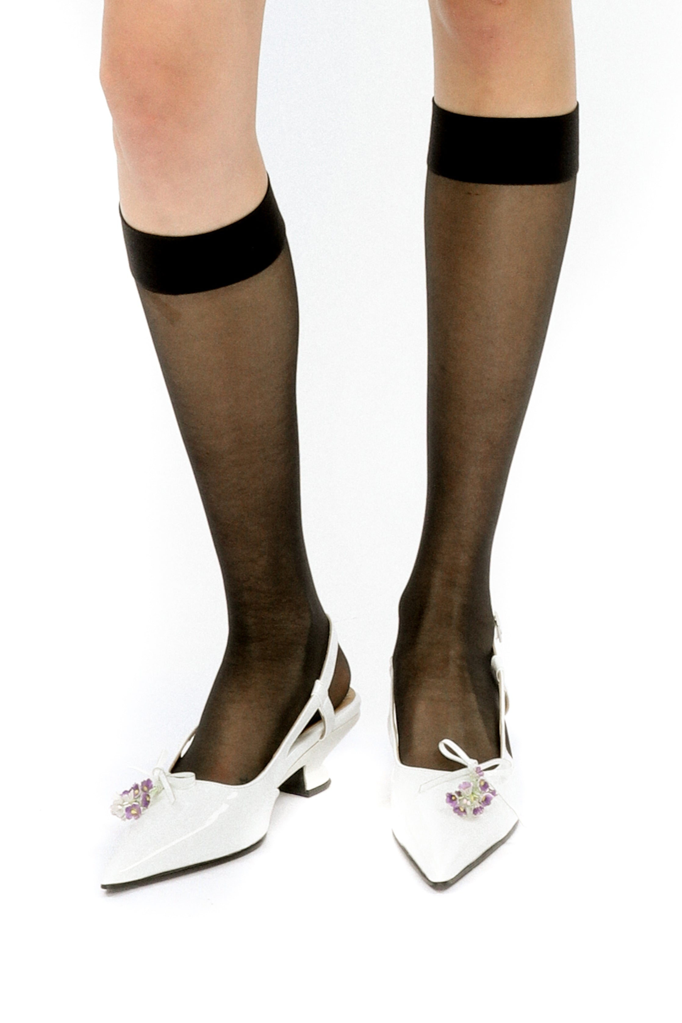 John Fluevog x Anna Sui Slingback Heels - White - Anna Sui US