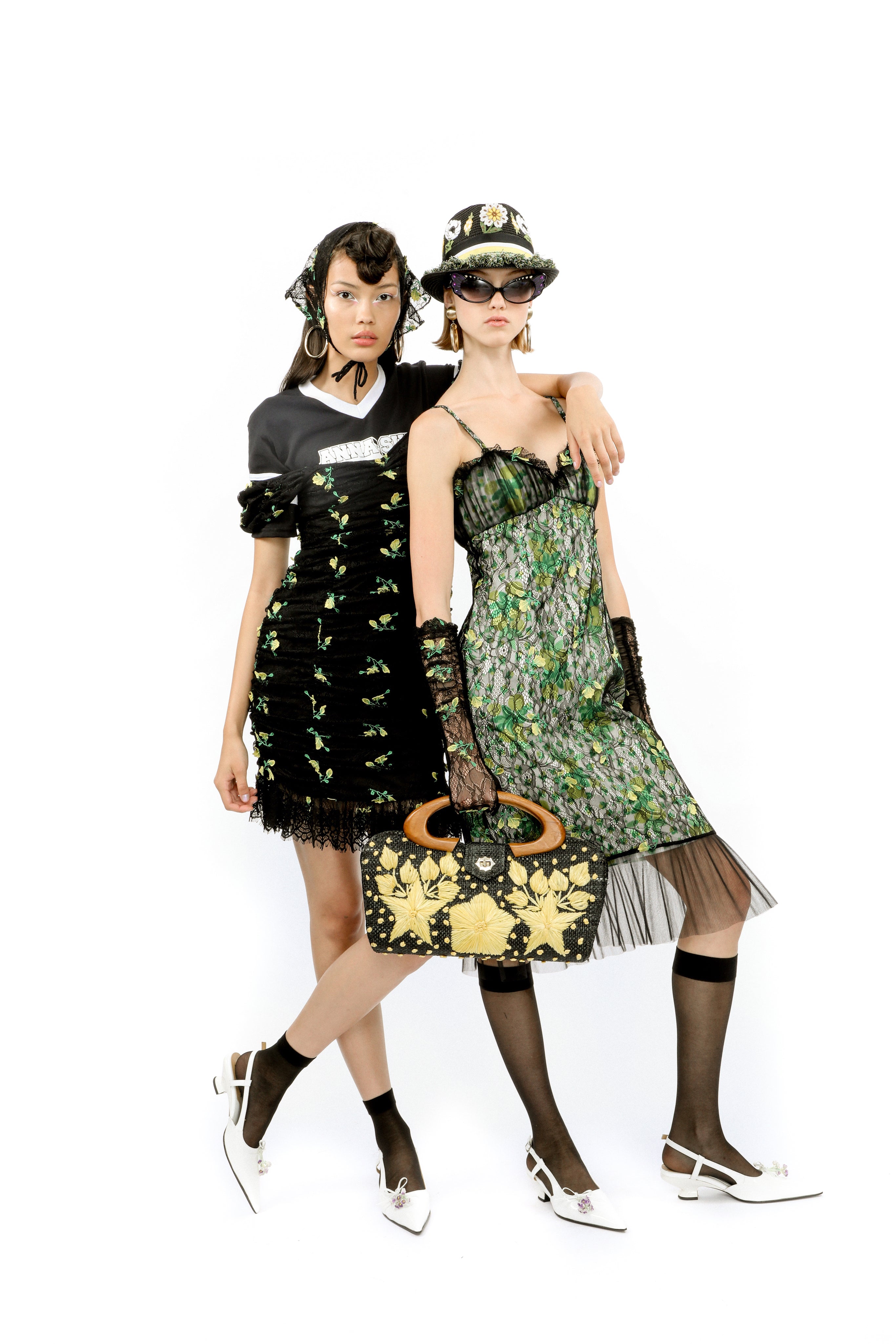 John Fluevog x Anna Sui Slingback Heels - White - Anna Sui US
