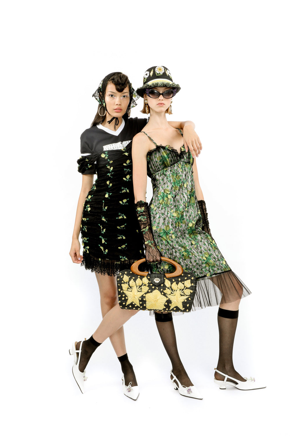 John Fluevog x Anna Sui Slingback Heels - White - Anna Sui US