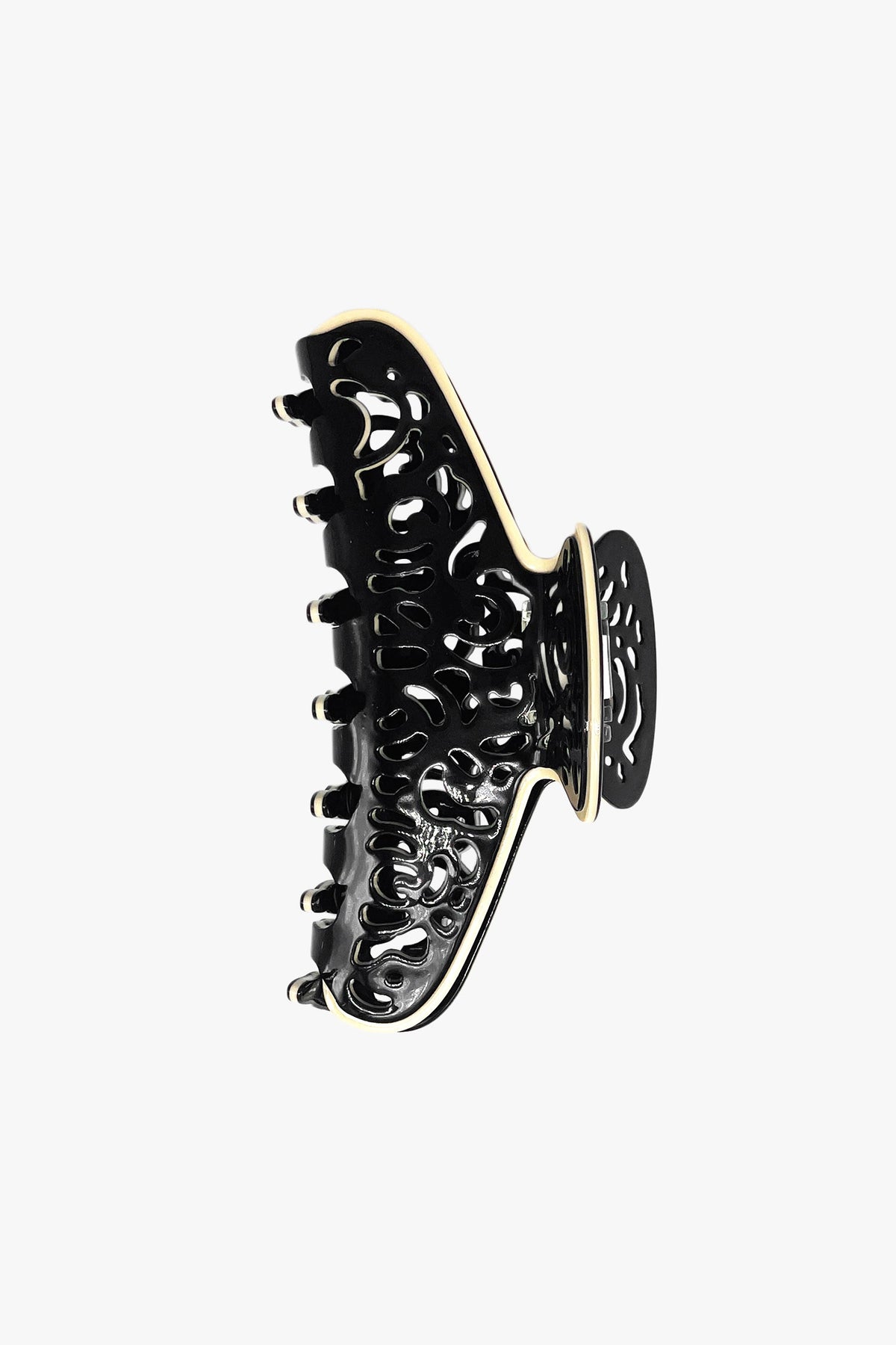 Vintage Black & White Two-Tone Open Scroll Jaw Clip - Anna Sui US