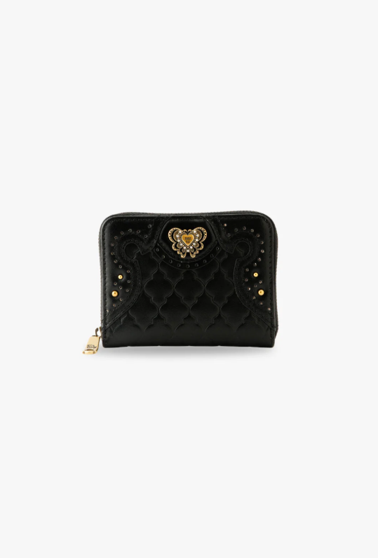 Victorian Quilted Small Wallet - Black - Anna Sui Outlet