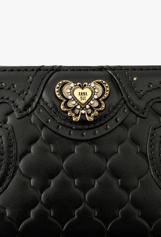 Victorian Quilted Small Wallet - Black - Anna Sui Outlet