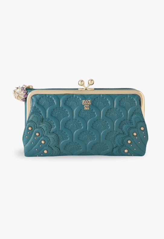 Peacock Embossed Wallet - Turquoise - Anna Sui Sale