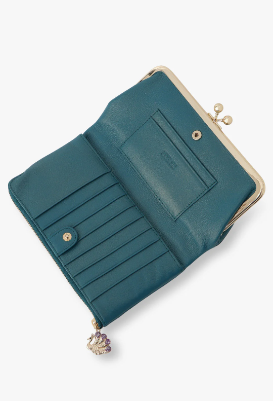 Peacock Embossed Wallet - Turquoise - Anna Sui Sale
