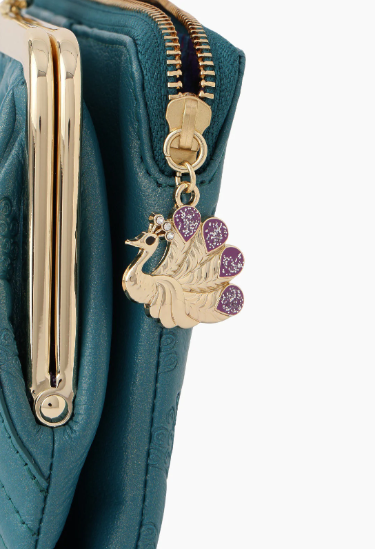 Peacock Embossed Wallet - Turquoise - Anna Sui Sale