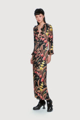 Feather Fern Crinkle Rayon Ruffle Tie Dress - Anna Sui Outlet
